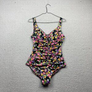 Vintage Maillot Baltex Montreal Swimsuit Retro 90' Floral AOP Size 12 Festival